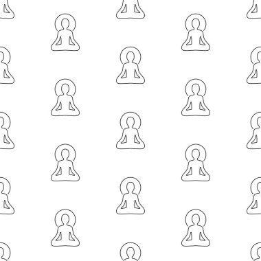 Meditasyon, beyaz arkaplanda izole edilmiş kusursuz desen oluşturur.