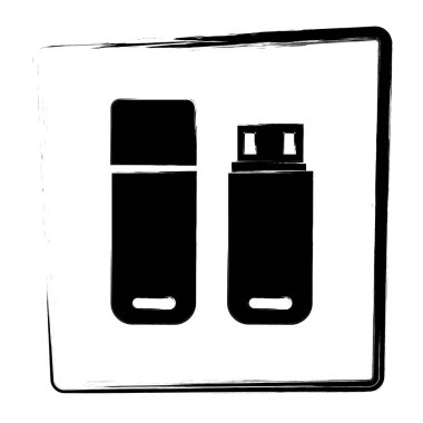 USB flash disk simgesi. Fırça çerçevesi. Vektör illüstrasyonu.