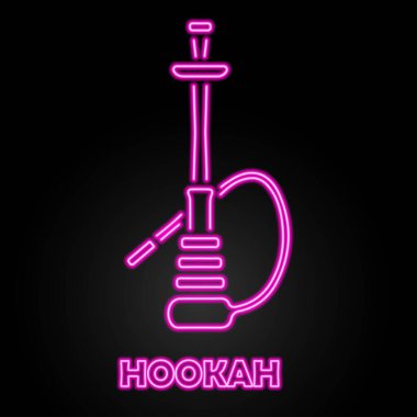 Nargile işareti, modern parlayan pankart tasarımı, renkli modern tasarım trendleri siyah arka planda. Vektör illüstrasyonu.