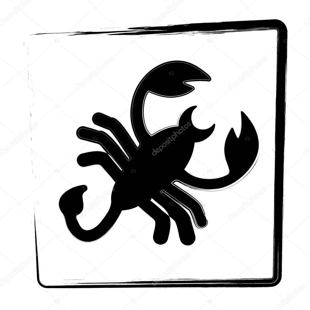 zodiac scorpio icon. brush frame. vector illustration.