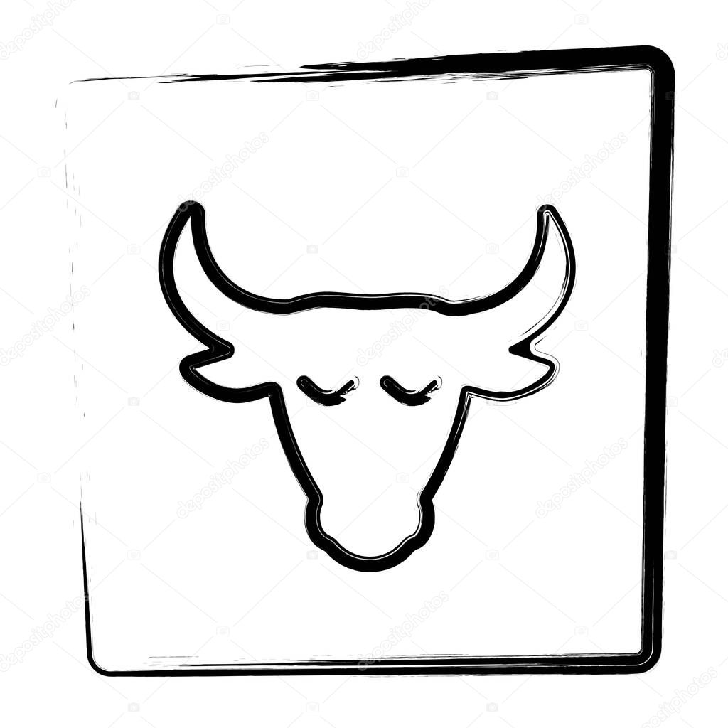 zodiac taurus icon. brush frame. vector illustration.