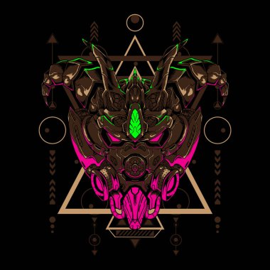 Demon Illustration E-spor ve tişört logosu için kullanılabilir