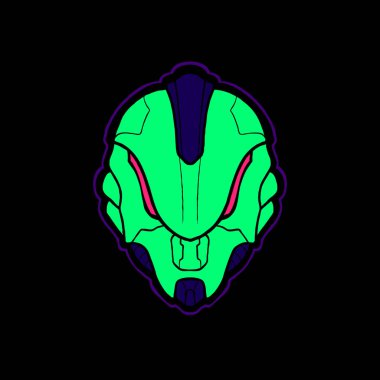 Cyber Head Illustration poster tasarımı ve oyun logosu için kullanılabilir