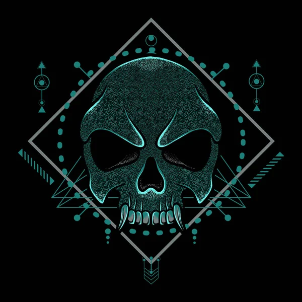 Skull Artwork Fundo Preto Pode Usar Para Jogos Logotipo Muito — Vetor de Stock