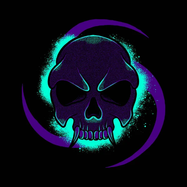 Dark Skull Illustration Lze Použít Pro Tetování Logo Upravitelné Barvy — Stockový vektor