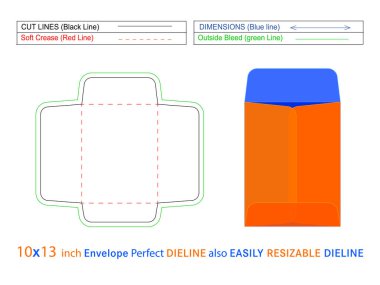 Poliçe sonu açık zarf veya Katalog zarfı 10x13 inç dizin şablonu ve 3D zarf kolayca yeniden boyutlandırılabilir