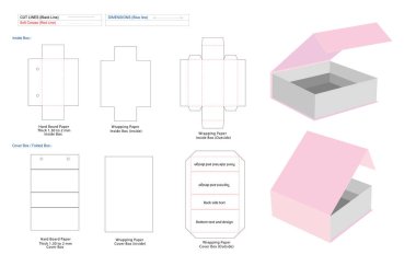 Manyetik kapanış katı kutu dizilişi ve soluk pembe 3D maket kutusu.