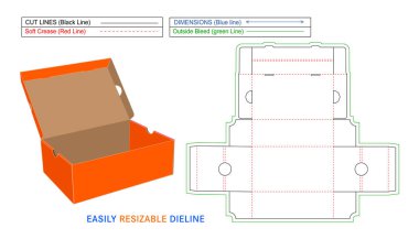 Ayakkabı kutusuz karton ayakkabı kutusu, kolayca katlanabilir dizayn şablonu ve 3D kutu.