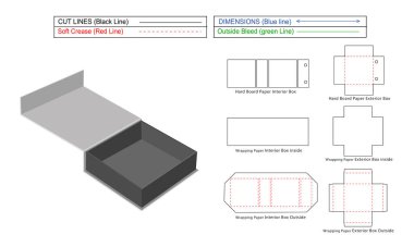 Manyetik Katı Lüks Kutu, Özel sert kutular dizin şablonu ve 3D kutu
