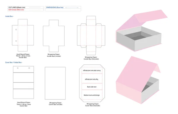 Manyetik kapanış katı kutu dizilişi ve soluk pembe 3D maket kutusu.