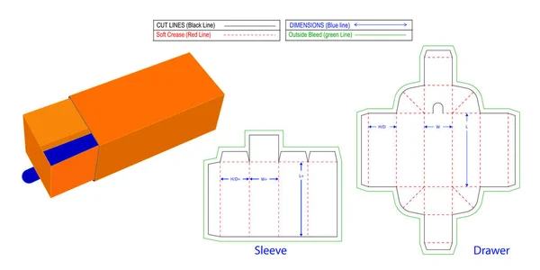 Leicht Faltbare Schublade Stil Hülle Geschenkbox Schmuck Geschenkschachteln Dieline Vorlage — Stockvektor