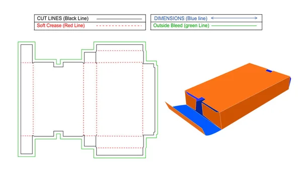 Edytowalne Wymiarowe Faliste Pudełko Wysyłkowe Kartonowe Pudełko Kreskówki Dieline Tamplate — Wektor stockowy