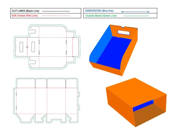 Schuhbezug Und Tray Box Ohne Kleber Und Mit Haltekerbe Dieline — Stockvektor