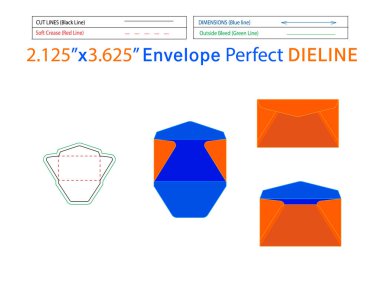 Paketleme Düzenli Zarfı 2.125x3.625 inç dizilim şablonu ve 3D zarf kolayca düzenlenebilir