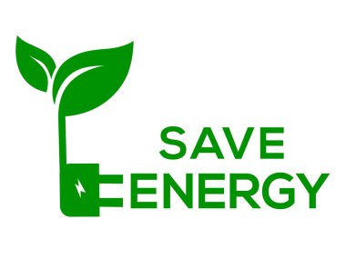Beyaz arkaplan Enerji logosunu veya simgesini kaydet, Enerji vektör logosunu kaydet