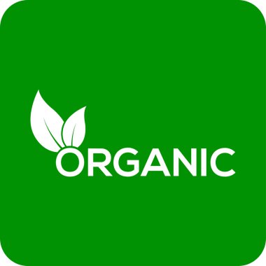 Organik yaprak vektör logosu veya simgesi, yeşil arkaplan organik logosu