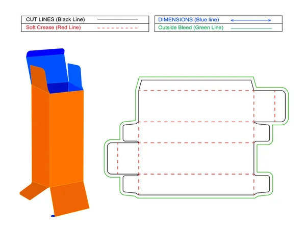 Omvänd Tuck End Medicin Eller Kosmetisk Låda Perfekt Dieline Kompatibel — Stock vektor