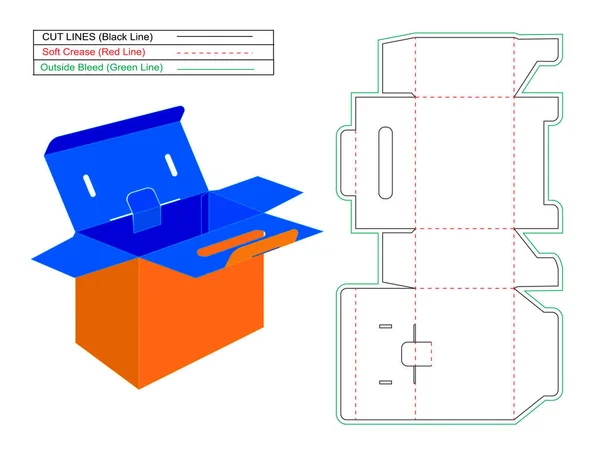 Batteriebox Wellpappe Cartoon Box Dieline Und Vektor Box — Stockvektor