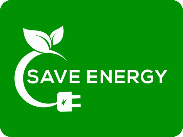 Fond Vert Enregistrer Logo Icône Feuille Énergie Enregistrer Logo Vectoriel — Image vectorielle
