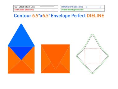 Düzenlenebilir kolayca yeniden boyutlandırılabilir 6.5x6.5 inç Contour zarf dizin şablonu ve 3D zarf 