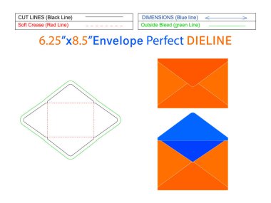 Sivri uçlu zarf 6.25x8.5 inç dizel şablon ve 3D zarf kolayca yeniden boyutlandırılabilir.