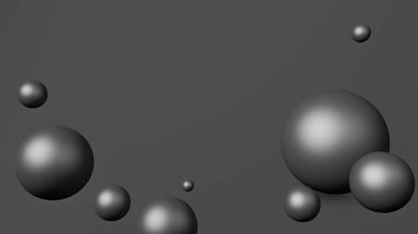 Siyah düşen üç boyutlu toplarla soyut Kara Cuma arkaplanı. Dinamik renkli kabarcıklar. Metin için kopyalama alanı olan modaya uygun modern pankart veya poster tasarımı.