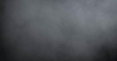 Karanlık arka planda yavaş hareket eden yumuşak sis. Siyah arka planda gerçekçi atmosferik gri duman. Beyaz Duman Yavaşça Yükseliyor. Soyut Sis bulutu. Canlandırma Buğusu Efekti.
