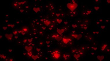 Valentine Love Hearts zoom loop background. 4K Seamless VJ Motion Animation. Glowing red hearts.