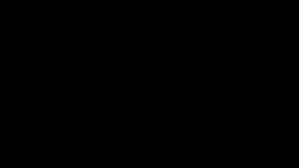 黒の背景に隔離された流行の色ネオンライト効果でアニメの手描きのドアのアイコン。設計要素. — ストック動画