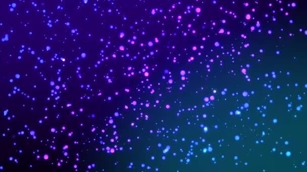 Blue and pink bokeh particles glitter dust gradient abstract background. Lueur futuriste dans l'espace. — Video