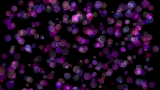 Bokeh Partículas Luz Púrpura Relajante Animación Fondo Negro Imágenes Alta — Vídeos de Stock