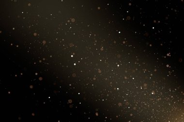 Siyah zemin üzerinde güneş ışınları üzerinde yüzen doğal organik toz parçacıkları. 3 boyutlu resimde parıldayan ışıltılı bir parıltı. Yüksek Kalite Fotoğraf