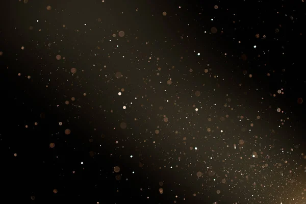 Natural organic dust particles floating on a sunbeam on black background. Glittering sparkling flickering in space 3D illustration. High Quality Photo