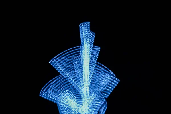 Teknoloji Dijital Çiçek Siyah Arkaplanda Mavi Işık Çizgileri Yüksek Kalite — Stok fotoğraf