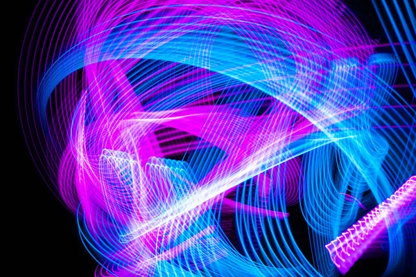 Technology Background Long Exposure Light Blue Pink Black Abstract Neon — Stock Photo, Image
