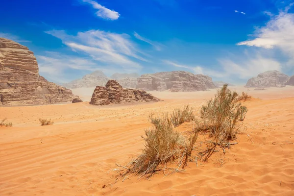 Orangesand Berge Und Landschaft Der Wüste Wadi Rum Jordanien — Stockfoto