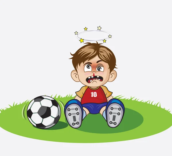 Απεικόνιση των κινουμένων σχεδίων αγόρι που παίζει ποδόσφαιρο — Διανυσματικό Αρχείο