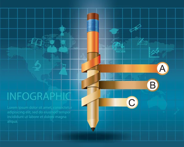 Infografik-Vorlage mit Bleistift . — Stockvektor