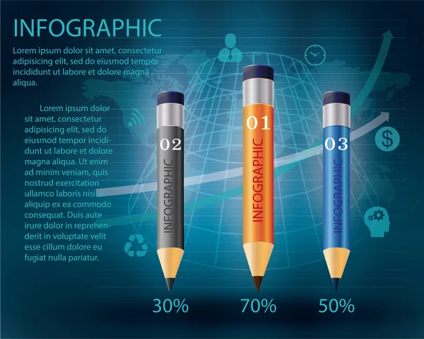 Infografika szablon z ołówkiem . — Wektor stockowy