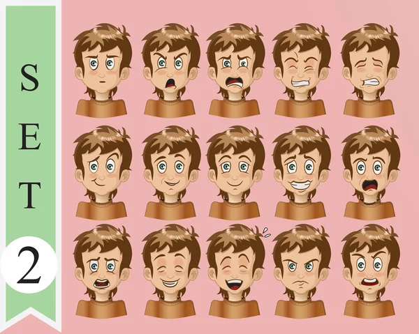 Verzameling van vector cartoon emotie gezicht — Stockvector