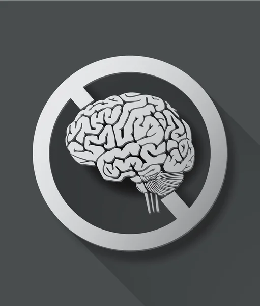 Ningún signo de pensamiento con cerebro — Archivo Imágenes Vectoriales