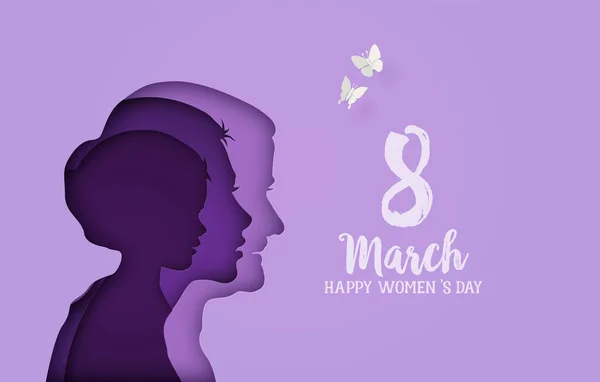 Internationaler Frauentag März Papierkunst — Stockvektor