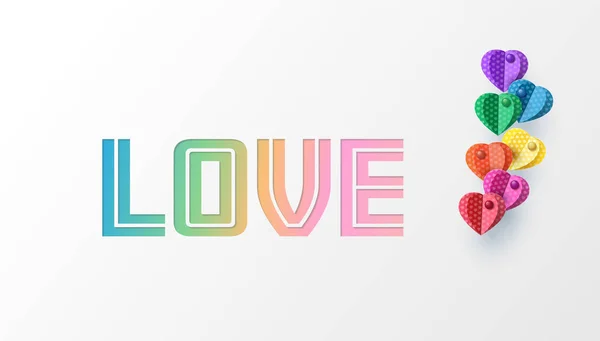 Liebe Und Valentinstag Mit Origami Aus Mehrfarbigem Heißluftballon Herzform Papierschnitt — Stockvektor