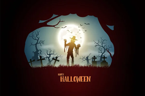 Joyeux Halloween Avec Zombie — Image vectorielle