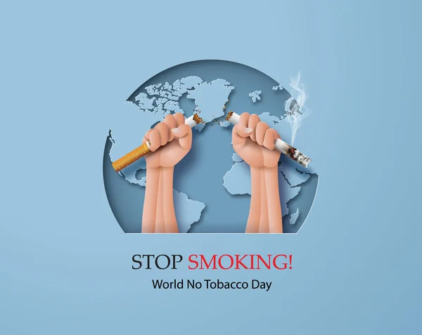 Zákaz Kouření Svět Bez Tabáku Den Ruční Cigarety Papír Koláž — Stockový vektor