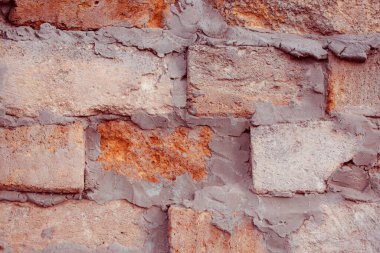 Eski duvar dokusu, kırmızı ve beyaz tuğla duvarlar, arkaplan 