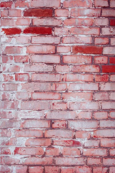 Ceglana Ściana Czerwono Białą Farbą — Zdjęcie stockowe