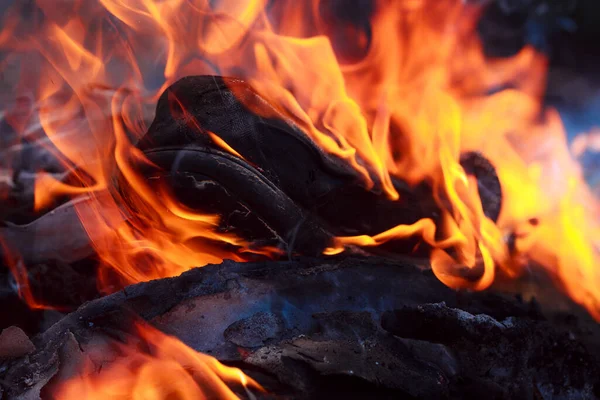 Llamas Fuego Sobre Fondo Negro — Foto de Stock