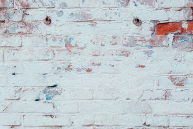 doku, tuğla duvar, alçı, çatlaklar, çizikler, beyaz bir tuğla. arkaplan.