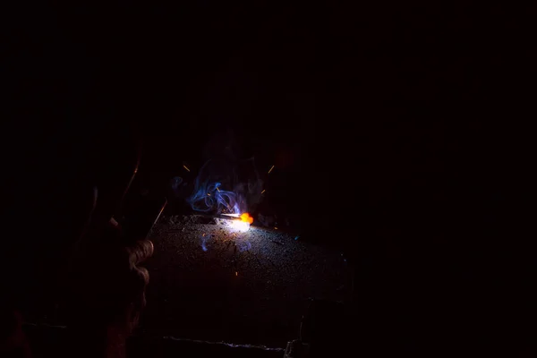 Sparks Welding Metal Smoke — Stock Photo, Image